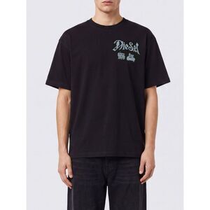 Diesel Men Diesel Relaxed Fit Cotton T-Shirt With Graphic Print And Flocked Logo